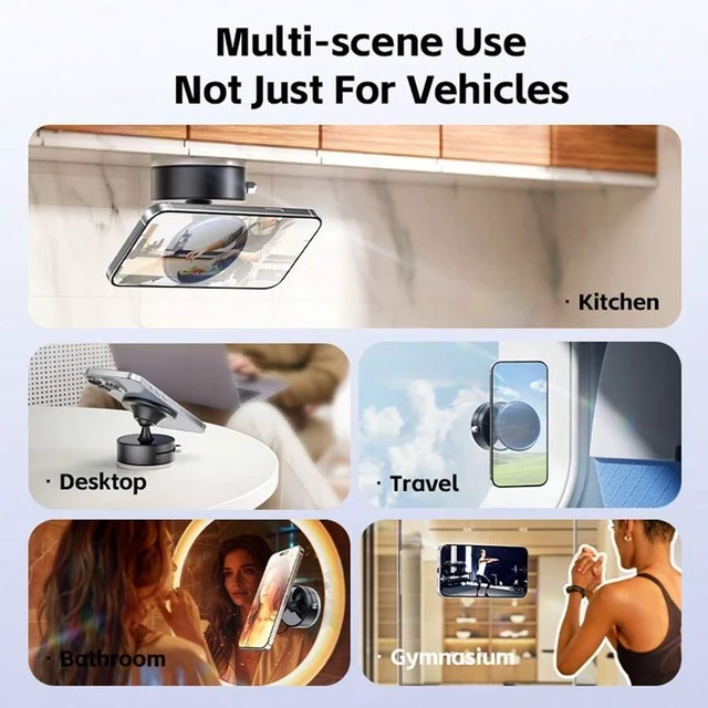 Alt view image 7 of 7 - Bks Vacuum Magnetic Phone Stand, 360°Adjustable Car Holder With Suction Cup For Magsafe Compatible IPhone 17/16/15 Android Smartphones Universal