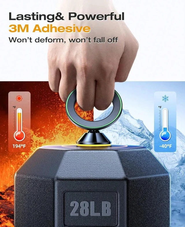 Alt view image 5 of 7 - Bks Magnetic Car Phone Holder Mount for iPhone 17 16 15 14 13 12, High Low Temp Resistant Dashboard MagSafe Mount 360 Adjustable