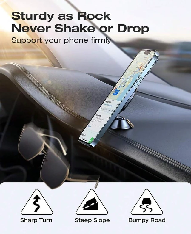 Alt view image 7 of 7 - Bks Magnetic Car Phone Holder Mount for iPhone 17 16 15 14 13 12, High Low Temp Resistant Dashboard MagSafe Mount 360 Adjustable
