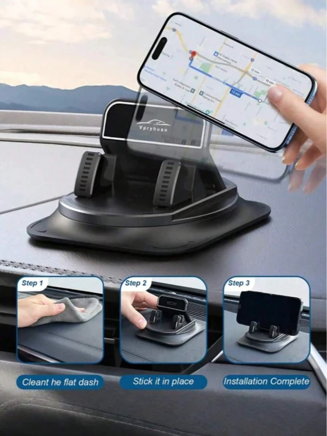 Alt view image 3 of 7 - Bks Ultra-Stable Car Phone Holder 360 Rotation Non-Marking Silicone Base Anti-Shake Mount Accessory