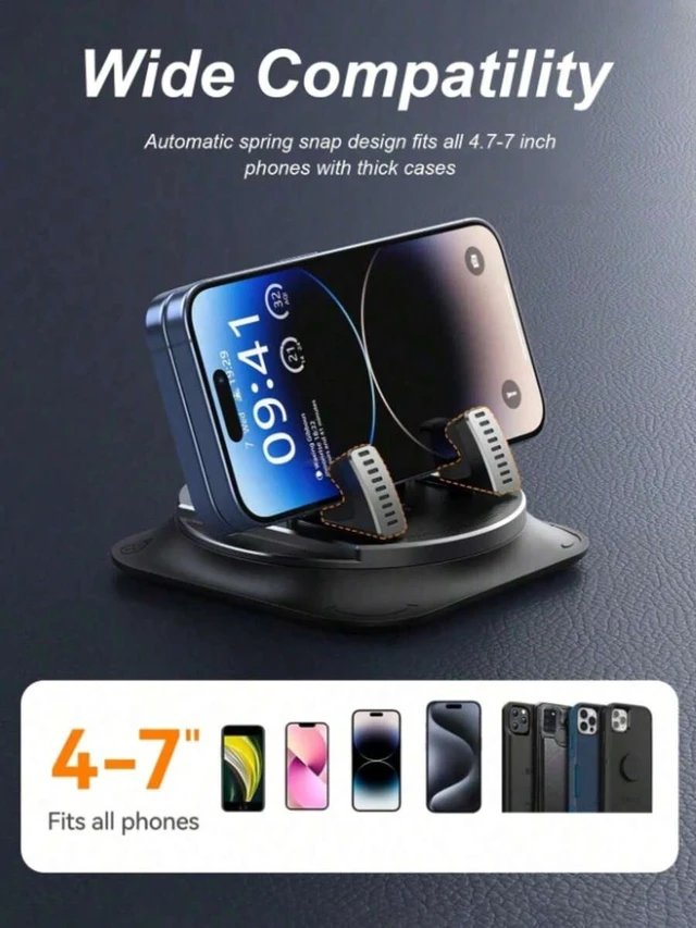 Alt view image 4 of 7 - Bks Ultra-Stable Car Phone Holder 360 Rotation Non-Marking Silicone Base Anti-Shake Mount Accessory