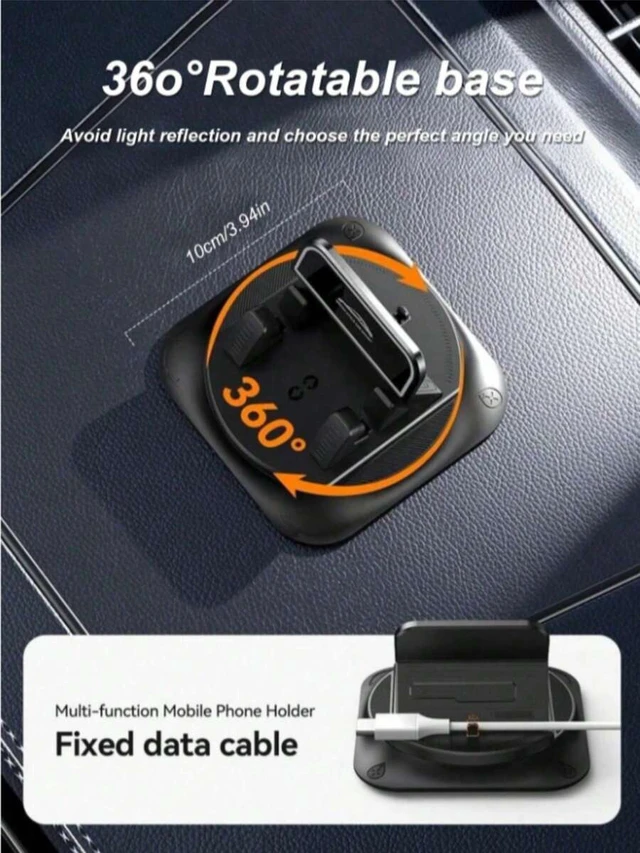 Alt view image 5 of 7 - Bks Ultra-Stable Car Phone Holder 360 Rotation Non-Marking Silicone Base Anti-Shake Mount Accessory
