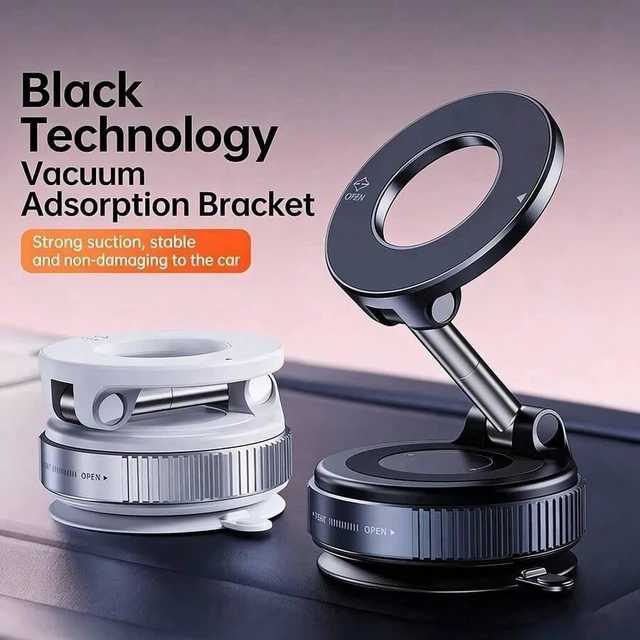 Alt view image 7 of 7 - Bks Magnetic Leather Texture Car Phone Holder, 360° Rotatable Suction Cup, Anti-UV Epoxy Resin, Universal Dashboard Windshield Navigation Bracket
