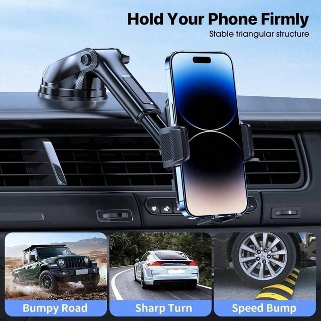 Alt view image 4 of 6 - Bks Adjustable Car Phone Holder Mount, Universal Carbon Fiber Hands Free Windshield Dashboard Fit For Smartphone