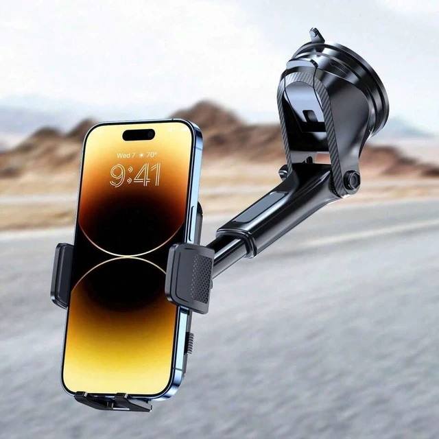 Alt view image 6 of 6 - Bks Adjustable Car Phone Holder Mount, Universal Carbon Fiber Hands Free Windshield Dashboard Fit For Smartphone