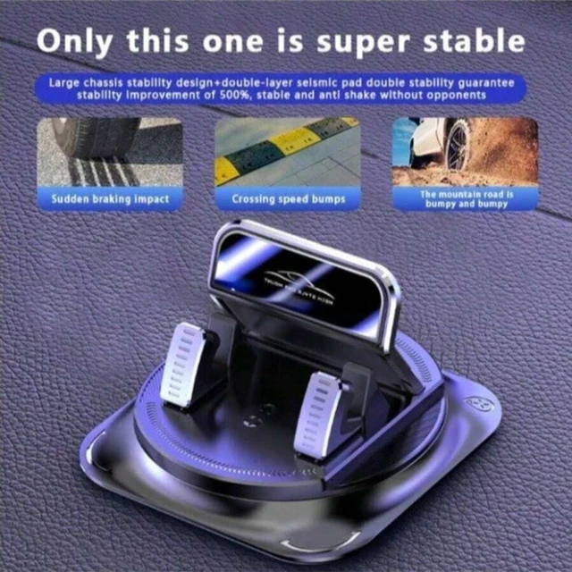 Alt view image 4 of 7 - Bks Car Phone Holder 360 Rotating Mount Non-Slip Silicone Base Shock-Absorbing Dashboard Navigation Universal Fit All Models