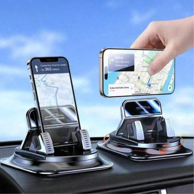 Alt view image 2 of 7 - Bks 360 Rotating Car Phone Holder with Non-Slip Silicone Base, Shock-Absorbing Bracket for Dashboard Navigation, Universal Fit