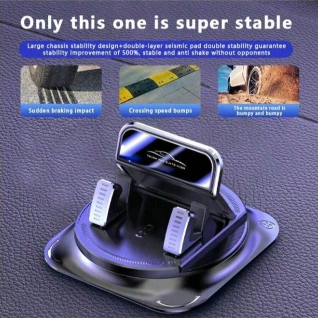 Alt view image 4 of 7 - Bks 360 Rotating Car Phone Holder with Non-Slip Silicone Base, Shock-Absorbing Bracket for Dashboard Navigation, Universal Fit