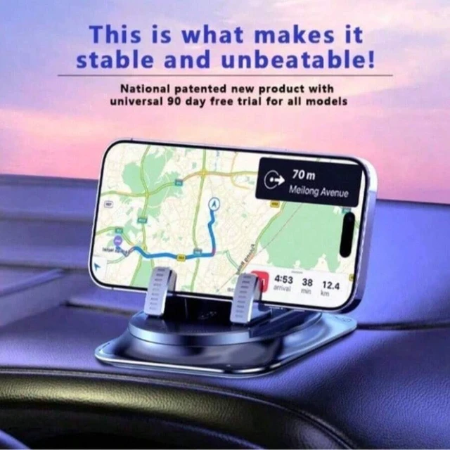 Alt view image 5 of 7 - Bks 360 Rotating Car Phone Holder with Non-Slip Silicone Base, Shock-Absorbing Bracket for Dashboard Navigation, Universal Fit