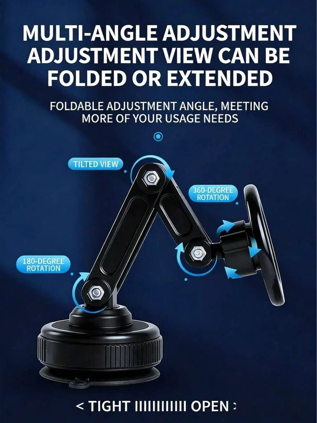 Alt view image 2 of 7 - Bks 360 Rotating Magnetic Car Phone Holder Multi-Angle Mechanical Arm Adjustable Mount for Dashboard Glass Desk with Suction Cup