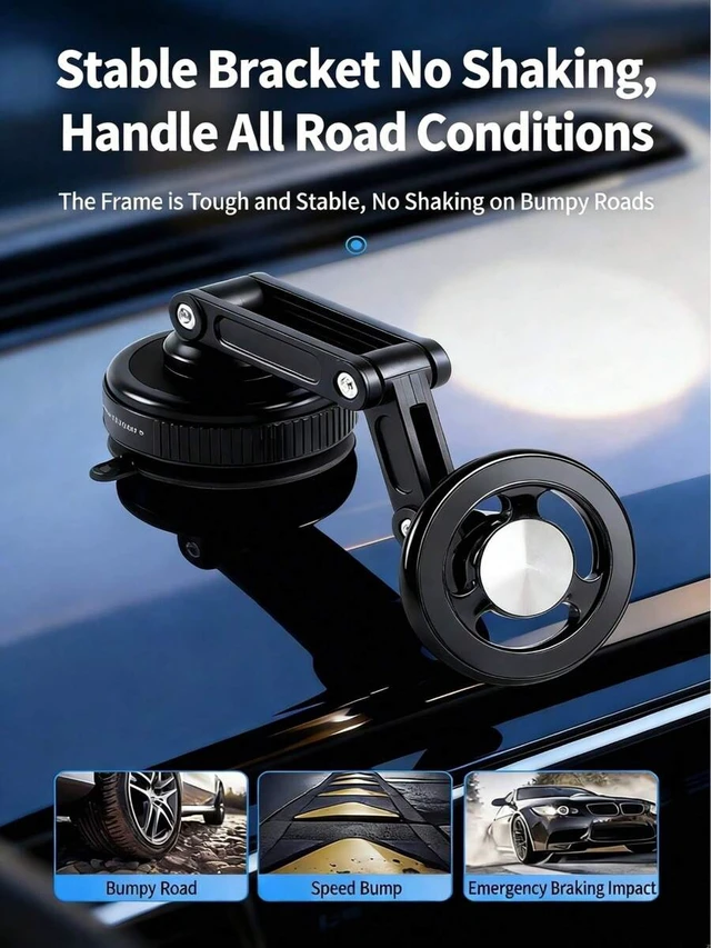 Alt view image 3 of 7 - Bks 360 Rotating Magnetic Car Phone Holder Multi-Angle Mechanical Arm Adjustable Mount for Dashboard Glass Desk with Suction Cup