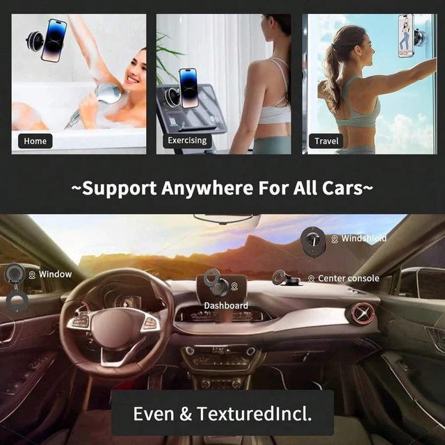 Alt view image 3 of 7 - Bks Magnetic Car Phone Holder for Hyundai Tucson HEV, Vacuum Suction Foldable Cradle, White