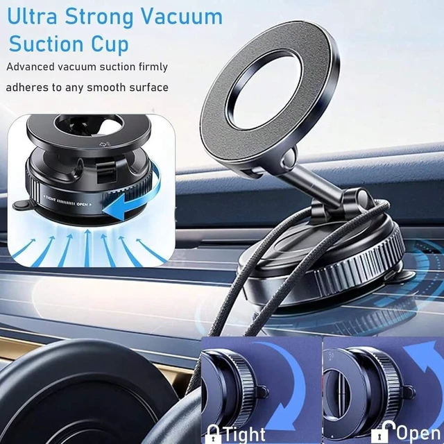 Alt view image 5 of 7 - Bks Magnetic Car Phone Holder for Hyundai Tucson HEV, Vacuum Suction Foldable Cradle, White