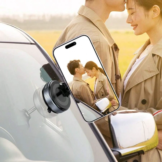 Alt view image 7 of 7 - Bks Premium Vacuum Suction Magnetic Car Phone Mount 360 Rotation Foldable Arm N52 Magnet For Flat Surfaces Dashboard Windshield