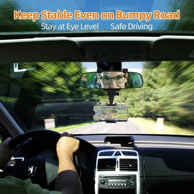 Alt view image 2 of 7 - Bks Universal Car Phone Holder Rear View Mirror Mount Cradle Fits iPhone Galaxy All Devices