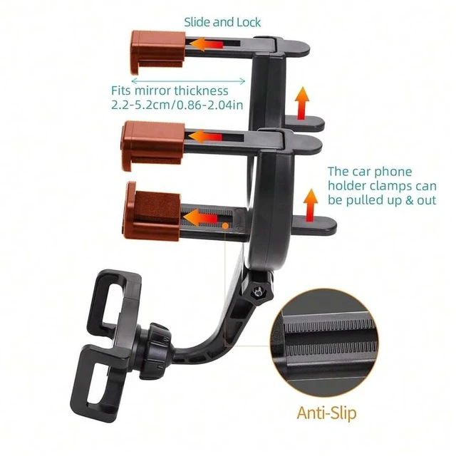 Alt view image 4 of 7 - Bks Universal Car Phone Holder Rear View Mirror Mount Cradle Fits iPhone Galaxy All Devices