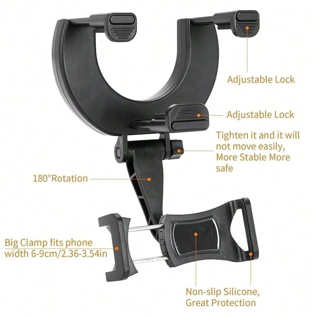 Alt view image 5 of 7 - Bks Universal Car Phone Holder Rear View Mirror Mount Cradle Fits iPhone Galaxy All Devices