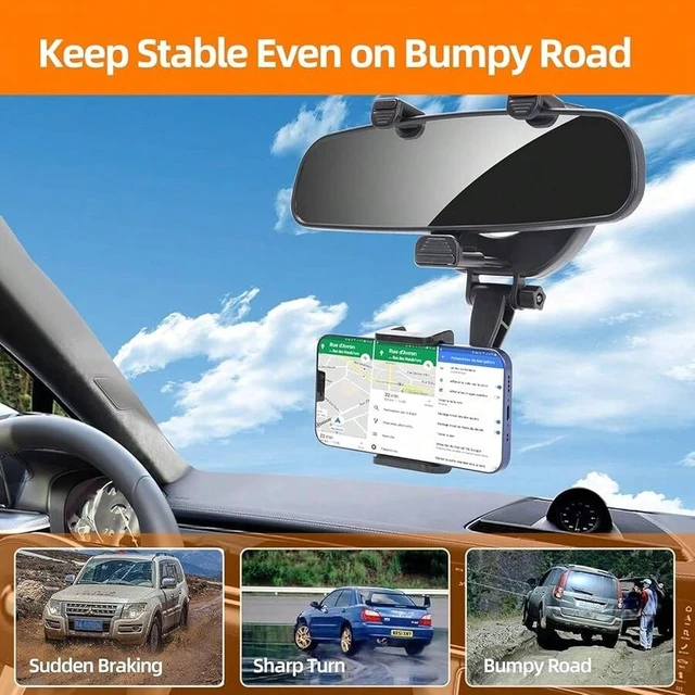 Alt view image 6 of 7 - Bks Universal Car Phone Holder Rear View Mirror Mount Cradle Fits iPhone Galaxy All Devices
