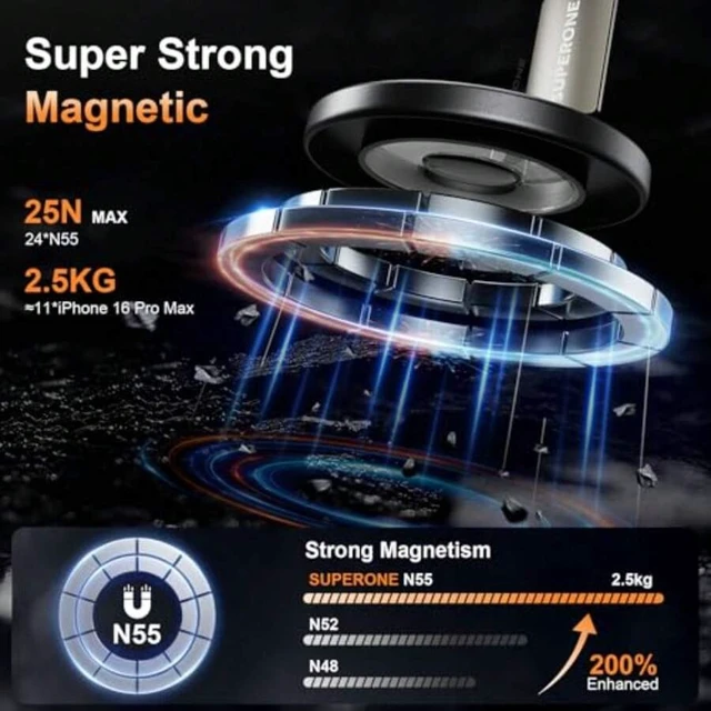 Alt view image 6 of 7 - Bks Magnetic Car Phone Holder 360 Adjustable Vacuum Mount 80LBS Suction for iPhone 17 16 15 14 13 12 Dash Windshield