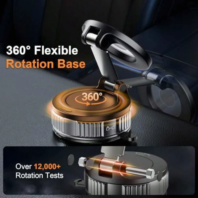 Alt view image 7 of 7 - Bks Magnetic Car Phone Holder 360 Adjustable Vacuum Mount 80LBS Suction for iPhone 17 16 15 14 13 12 Dash Windshield