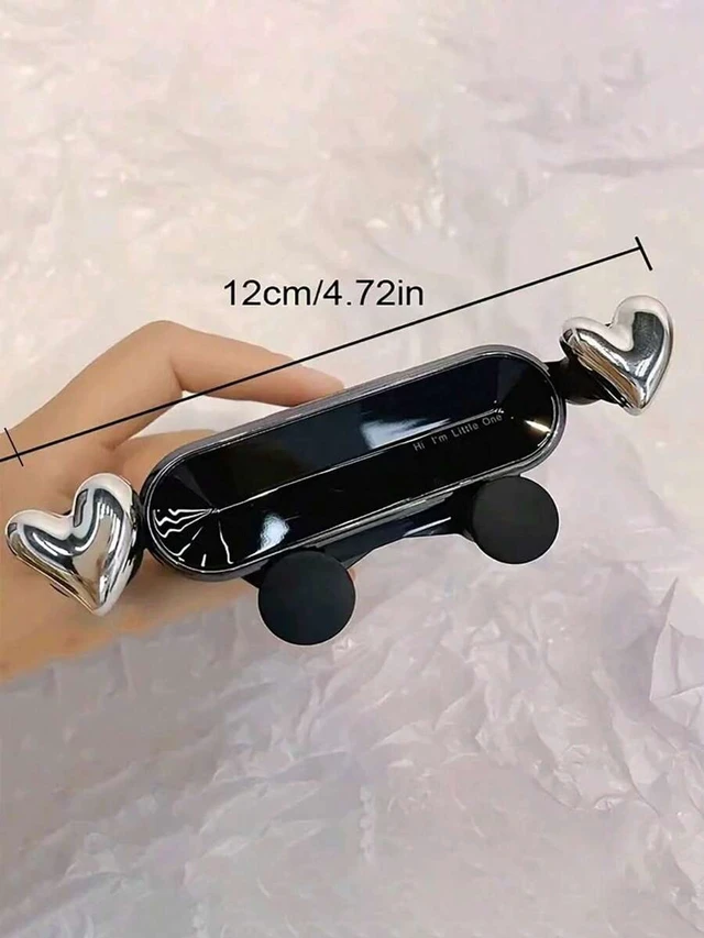 Alt view image 3 of 6 - Bks Heart Shaped Car Phone Holder Vent Mount Silver PVC Dashboard Navigation Bracket Detachable Washable Universal Fit
