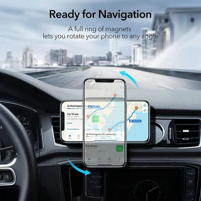 Alt view image 6 of 7 - Bks Magnetic Car Mount Charger 2 in 1 Wireless Charging Holder for iPhone 17 16 15 14 13 12 Series Vent Dashboard Suction Cup