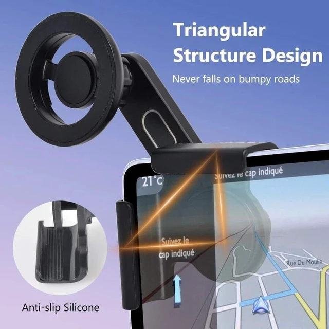 Alt view image 5 of 7 - Bks Phone Mount, MagSafe Car Holder, Magnetic Screen Accessory for Model 3 Y X S, Strong N55 Magnet, Black