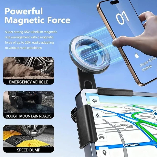 Alt view image 6 of 7 - Bks Phone Mount, MagSafe Car Holder, Magnetic Screen Accessory for Model 3 Y X S, Strong N55 Magnet, Black