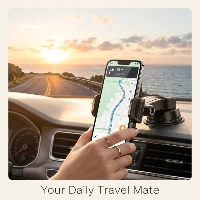 Alt view image 2 of 7 - Bks Universal Car Phone Holder Dashboard Mount, 360 Rotating Adjustable Cell Phone Stand for iPhone Android GPS