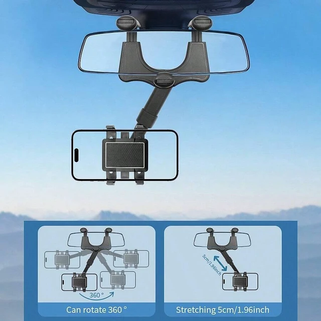 Alt view image 2 of 7 - Bks Car Phone Holder AR Navigation Mount Rotating Dash Cam Compatible One Size Black