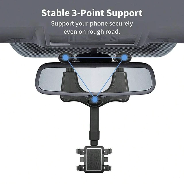 Alt view image 3 of 7 - Bks Car Phone Holder AR Navigation Mount Rotating Dash Cam Compatible One Size Black