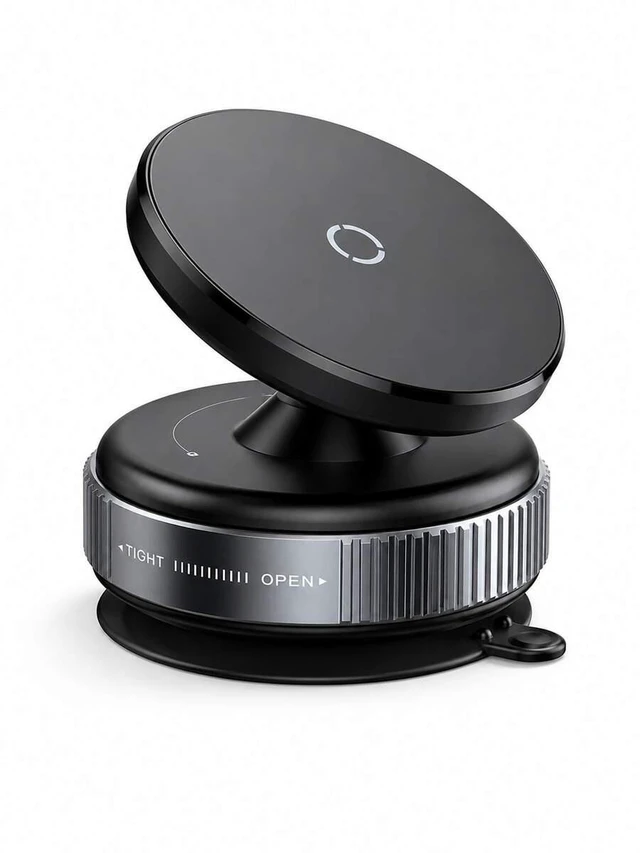Main image of Bks Vacuum Suction Cup Magnetic Car Phone Holder 360° Rotating Strong MagSafe Compatible Twist Lock Stable Anti-Shake Reusable For 4.7-7.2 Inch Smartphones Daily Driving Navigation Dashboard/Windshiel