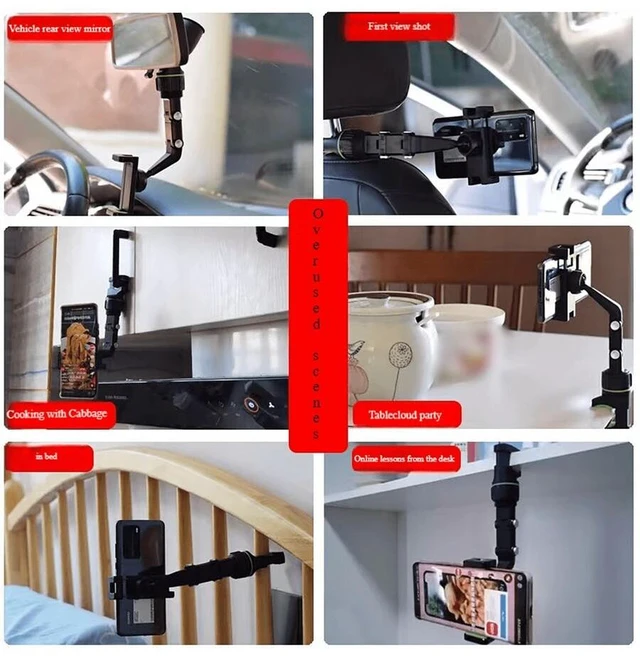 Alt view image 2 of 6 - Bks Rearview Mirror Car Phone Holder Non-Blocking Backseat Stand for iPhone Android Convenient