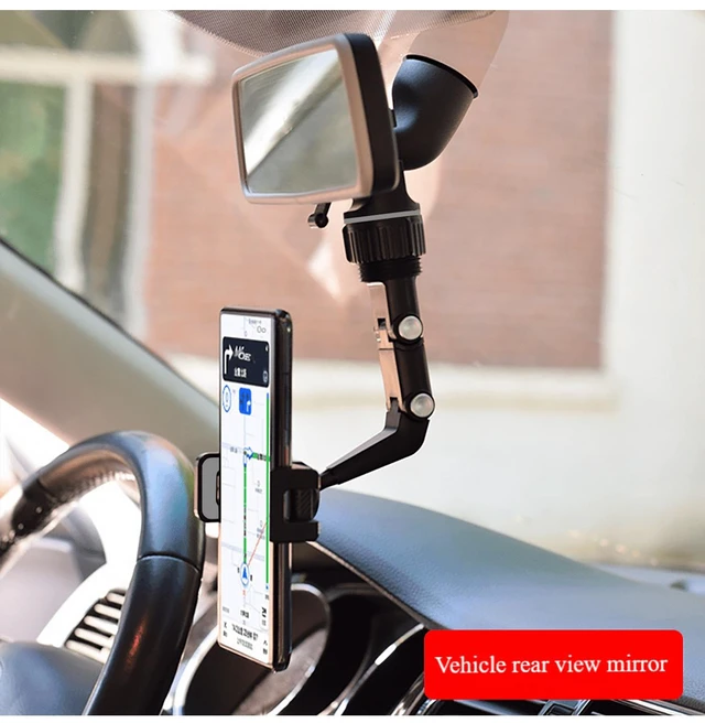 Alt view image 3 of 6 - Bks Rearview Mirror Car Phone Holder Non-Blocking Backseat Stand for iPhone Android Convenient