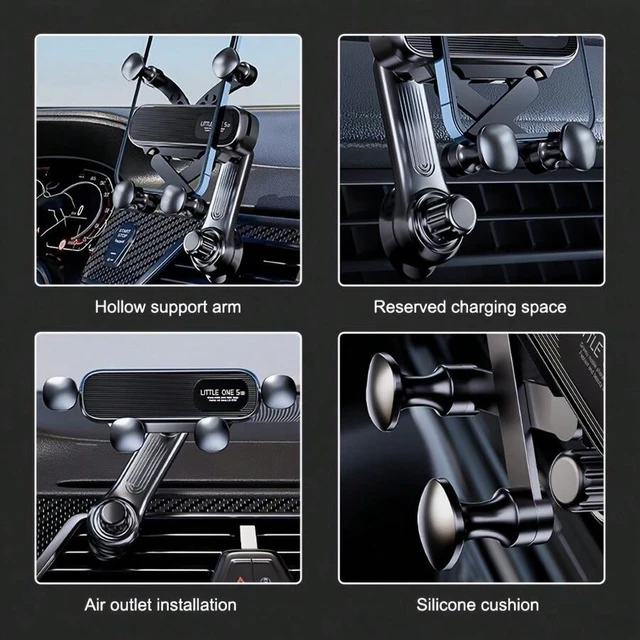 Alt view image 5 of 7 - Bks Black Car Phone Holder Gravity Auto Air Vent Mount 360 Rotatable Suction Cup Stand For Navigation