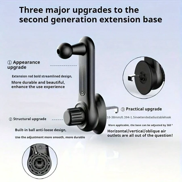 Alt view image 7 of 7 - Bks Black Car Phone Holder Gravity Auto Air Vent Mount 360 Rotatable Suction Cup Stand For Navigation