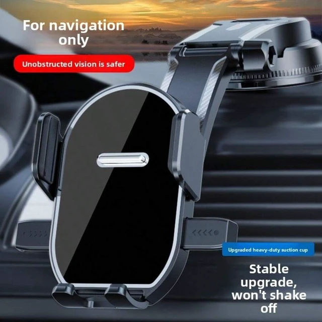 Alt view image 2 of 6 - Bks Automatic Lock Car Phone Holder Air Vent Dashboard Mount Fixed Suction Cup Navigation Stand