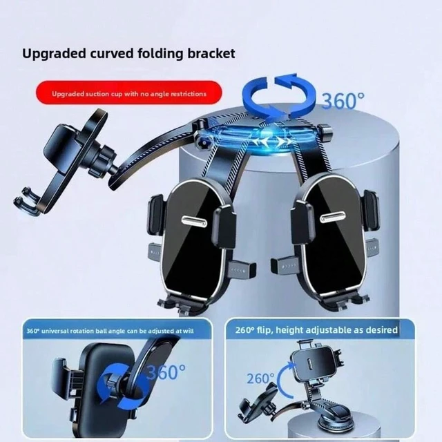 Alt view image 3 of 6 - Bks Automatic Lock Car Phone Holder Air Vent Dashboard Mount Fixed Suction Cup Navigation Stand