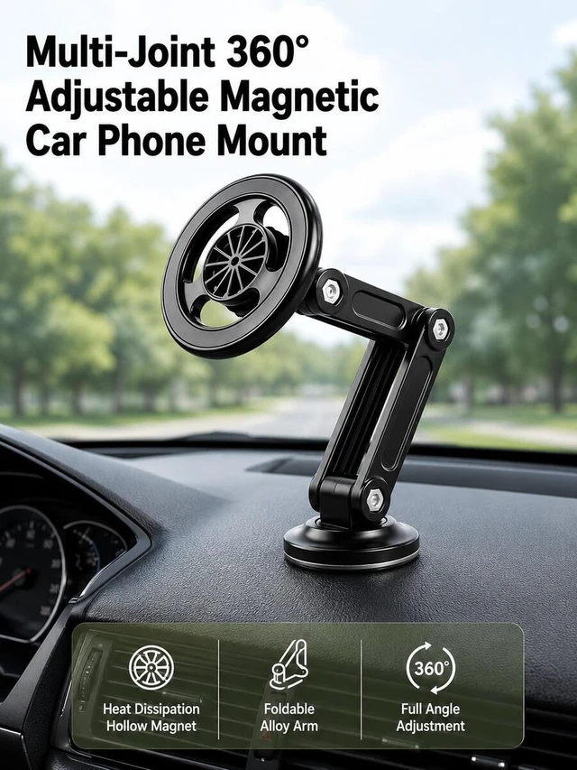 Alt view image 2 of 7 - Bks Universal Car Phone Holder Magnetic Wall Mount Rotating Waterproof PC Material Compatible All Smartphones