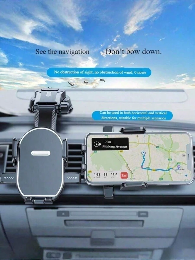 Alt view image 3 of 7 - Bks Universal Car Phone Holder Vent Mount Strong ABS Plastic One Hand Operation 360 Degree Rotatable Adjustable Dashboard Windshield