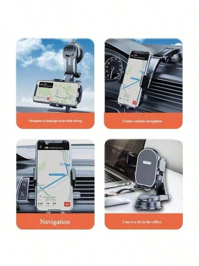 Alt view image 6 of 7 - Bks Universal Car Phone Holder Vent Mount Strong ABS Plastic One Hand Operation 360 Degree Rotatable Adjustable Dashboard Windshield