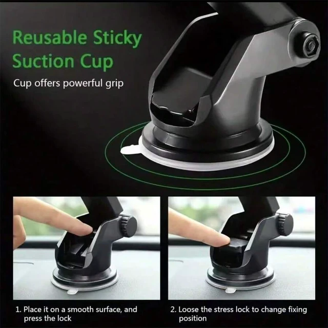 Alt view image 4 of 7 - Bks Car Phone Holder Suction Cup Mount Quick Release Adjustable Navigation Stand for All Smartphones