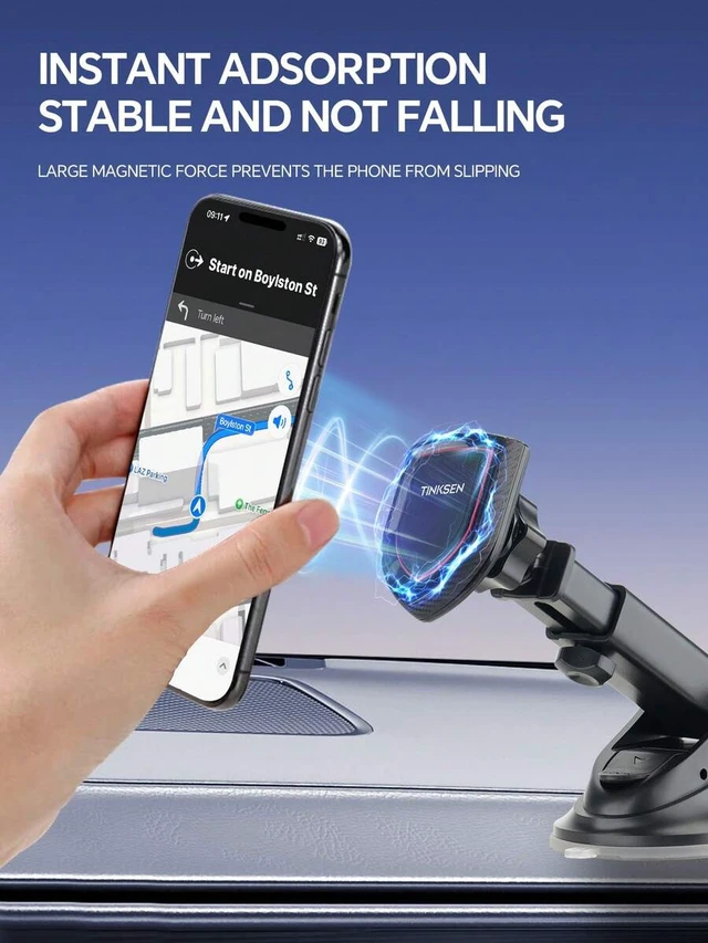 Alt view image 3 of 7 - Bks Magnetic Car Phone Holder Universal Dashboard Mount Compatible iPhone Android Smartphones