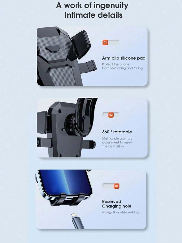 Alt view image 5 of 7 - Bks Universal Car Phone Holder Multi-Function Dashboard Mount Navigation Stand pc