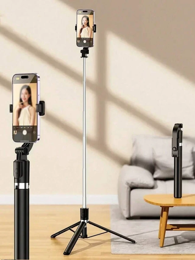 Alt view image 4 of 7 - Bks 170cm Extendable Aluminum Selfie Stick Tripod With Bluetooth Remote For iPhone Android Smartphones Travel Vlog Video Photo