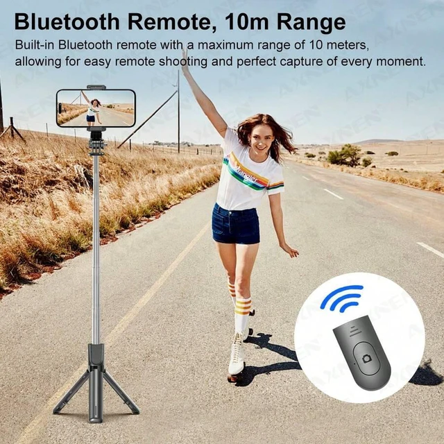 Alt view image 3 of 7 - Bks Portable Selfie Stick Tripod With Wireless Remote, Extendable Lightweight Stand Compatible iPhone Android GoPro