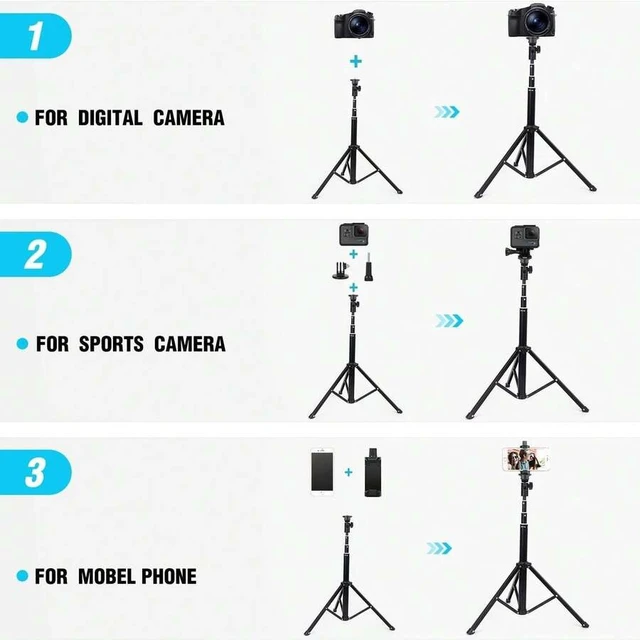 Alt view image 4 of 7 - Bks 52 Inch Extendable Selfie Stick Tripod Stand With Remote Control For iPhone Android Camera Video Recording Travel