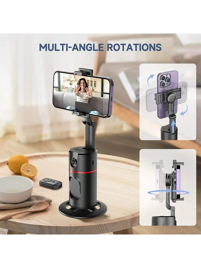 Alt view image 4 of 7 - Bks Automatic Face Tracking Phone Holder Tripod with Remote Control, 360 Rotation Smart Selfie Stick for Smartphone Live Streaming