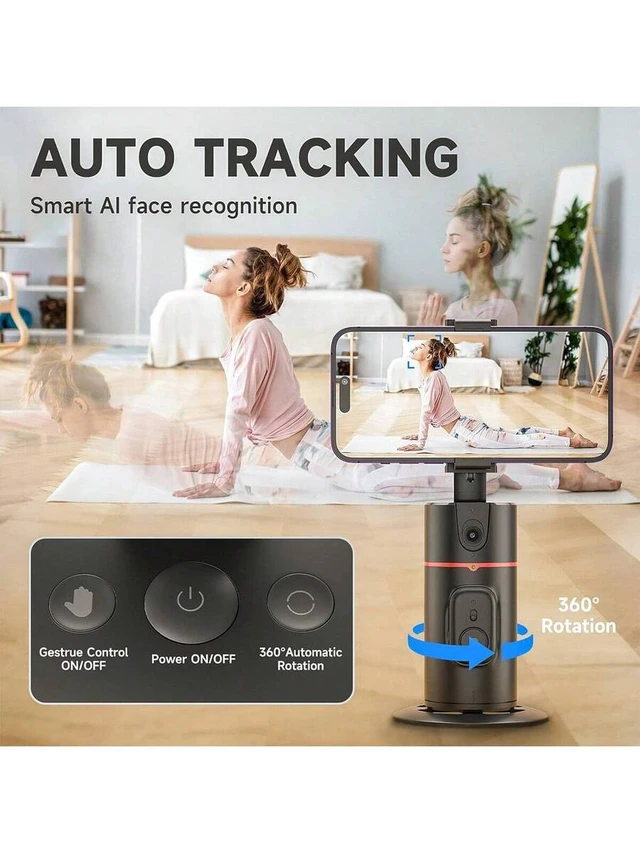 Alt view image 6 of 7 - Bks Automatic Face Tracking Phone Holder Tripod with Remote Control, 360 Rotation Smart Selfie Stick for Smartphone Live Streaming