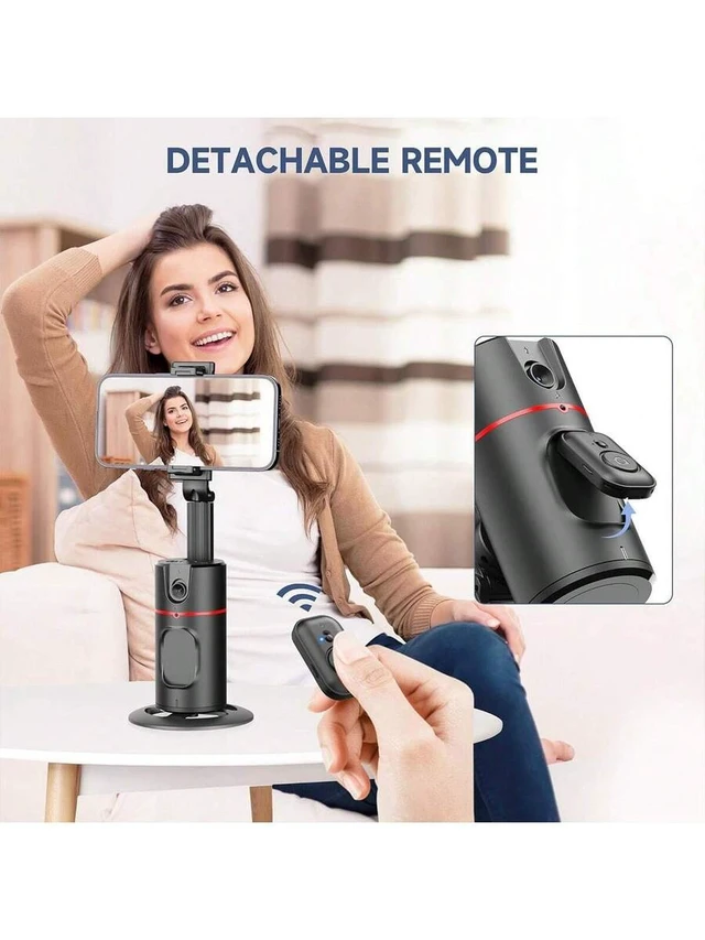 Alt view image 7 of 7 - Bks Automatic Face Tracking Phone Holder Tripod with Remote Control, 360 Rotation Smart Selfie Stick for Smartphone Live Streaming